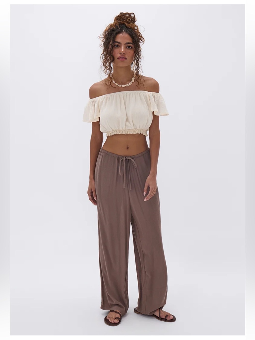 Flowy lightweight taupe pants from Ghanda Clothing